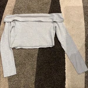 Grey off the shoulder crop top